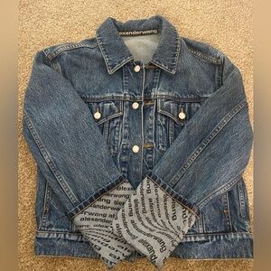 ALEXANDER WANG, Wave Logo Print Denim Jacket, XS